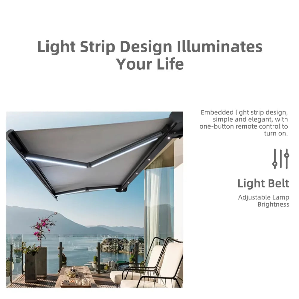 Electric Awning Aluminum Frame Retractable Canopy Roof