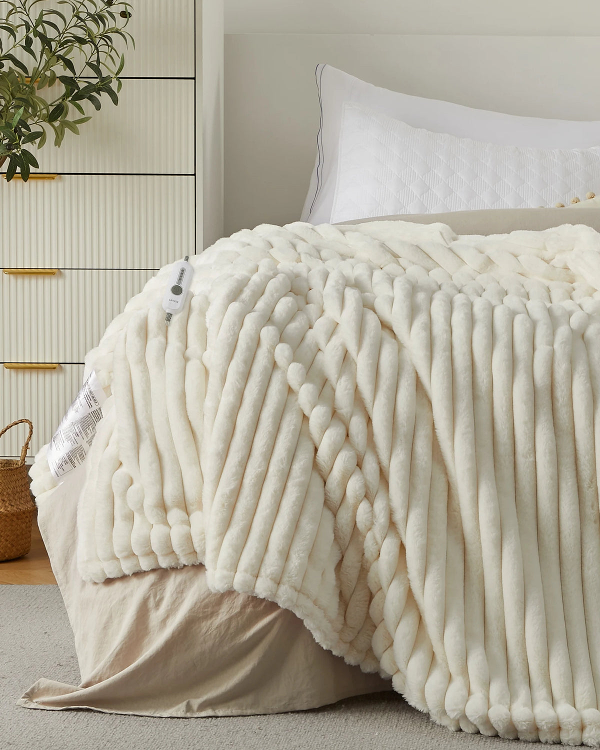 Heated Throw Blanket Faux Rabbit Fur Electric Blanket Throw 50"×60"