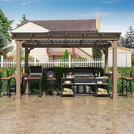 6’x13’ BBQ Grill Gazebo Shelter with Galvanized Steel Roof