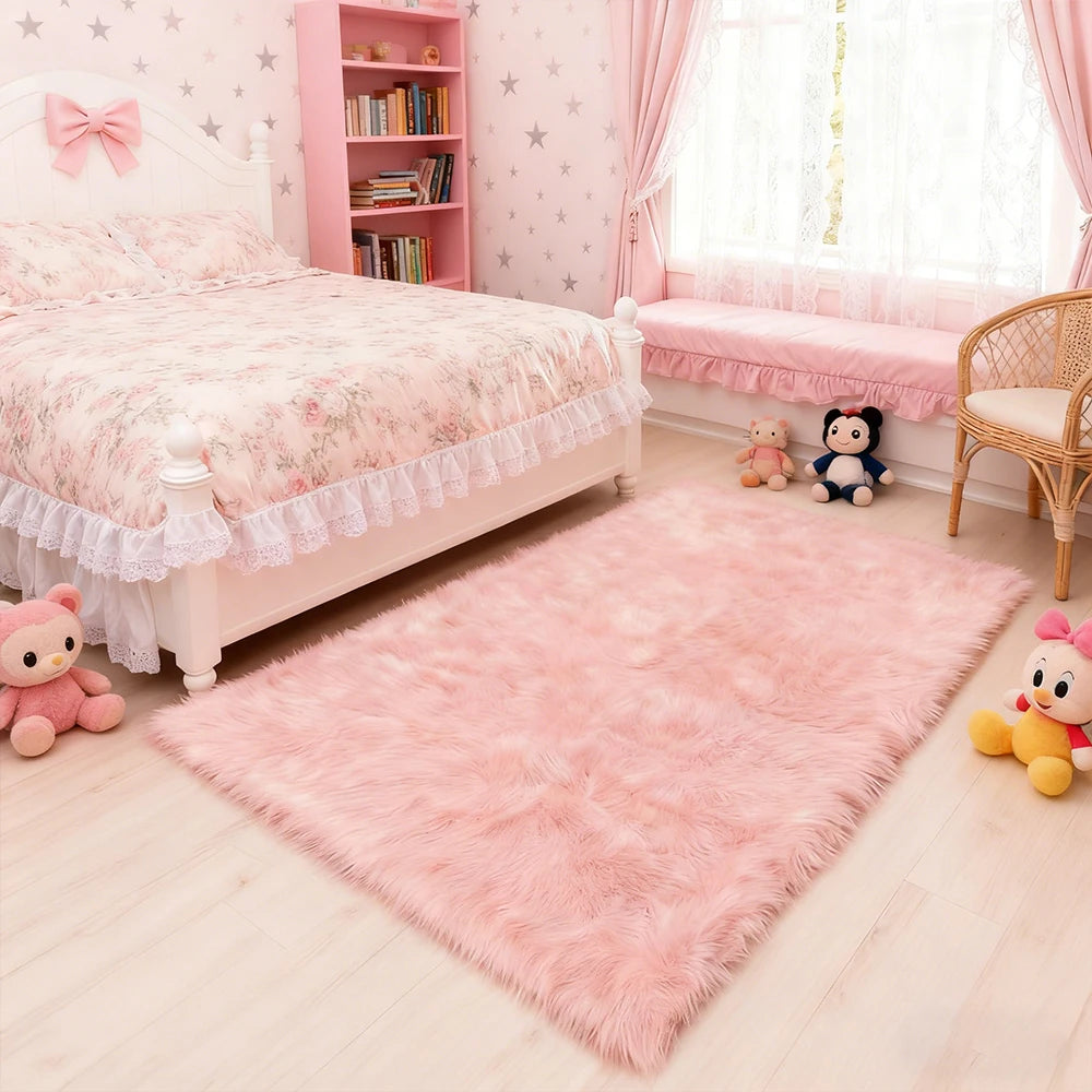 Area Rugs 10x12 Fluffy Fuzzy Furry Rug Faux Sheepskin
