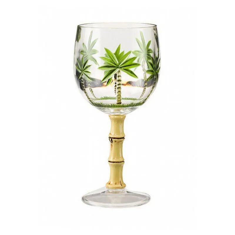 Acrylic Wine Glasses Set of 4 16oz BPA Free Palm Tree