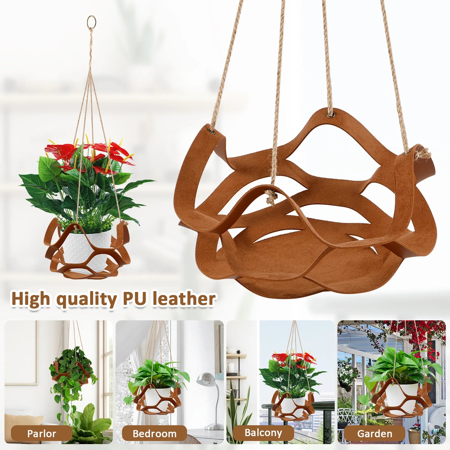 10PCS/2PCS Hanging Basket Flower Pot, Leather