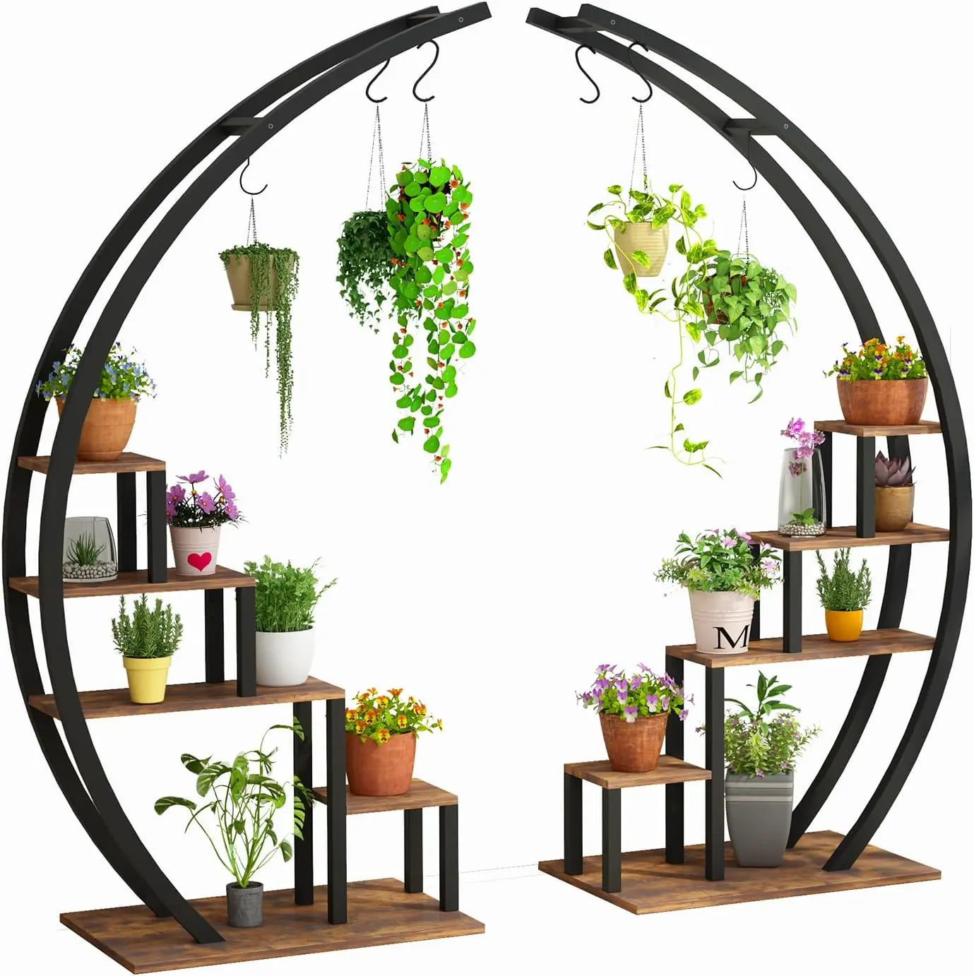 2pcs 5-Tier Metal Plant Stand  Half Moon Shape