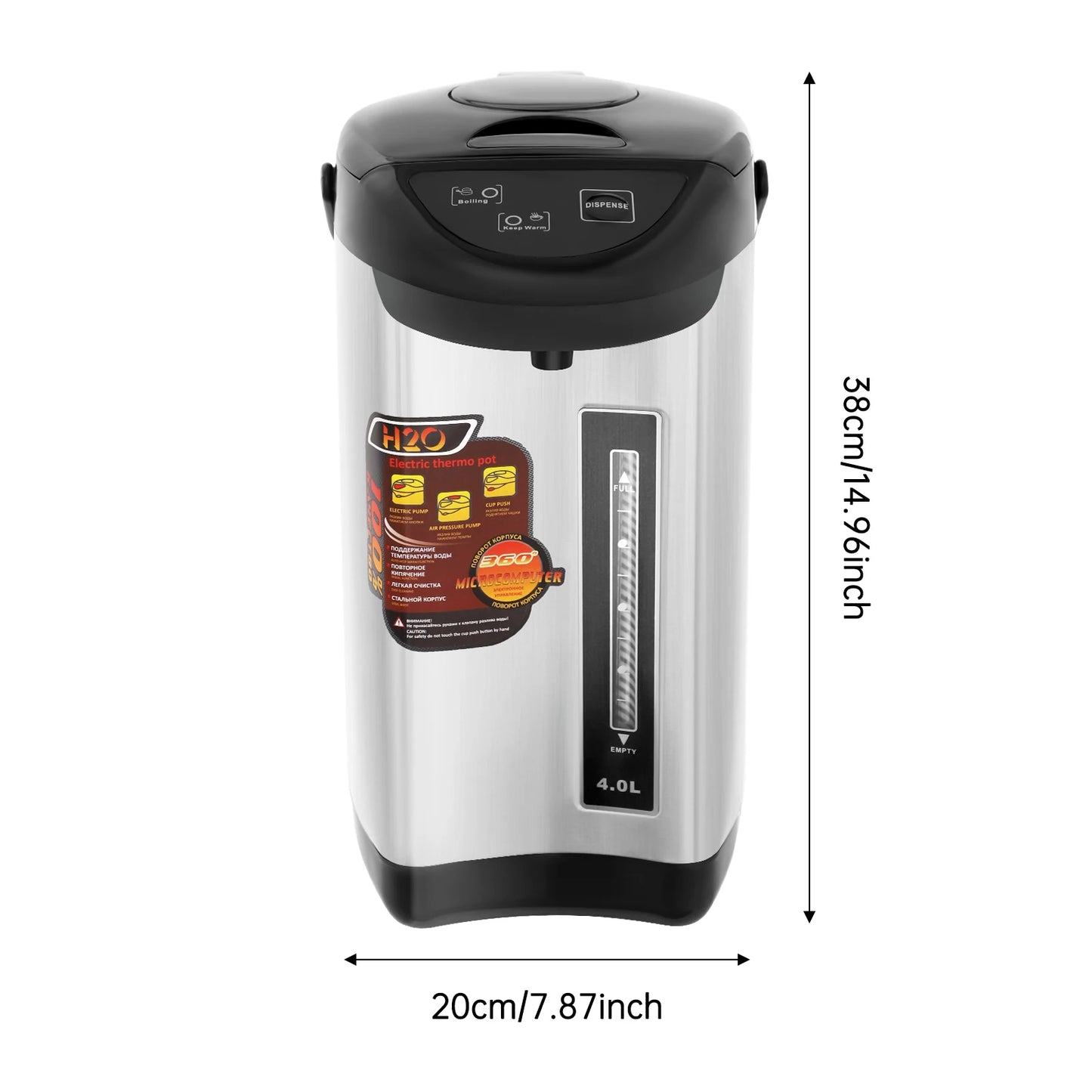 Electric Kettle, 4L 110V Stainless Steel  750W Fast Heating, 24-Hour Keep Warm