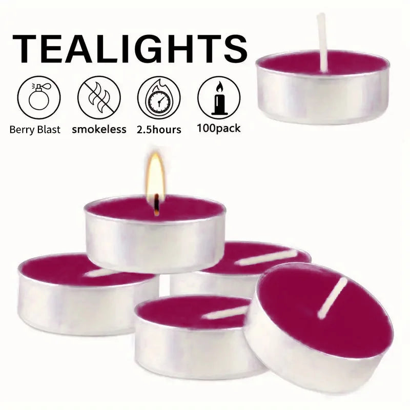 100 Count Tea Lights Burgundy Berry Blast 2.5 Hours