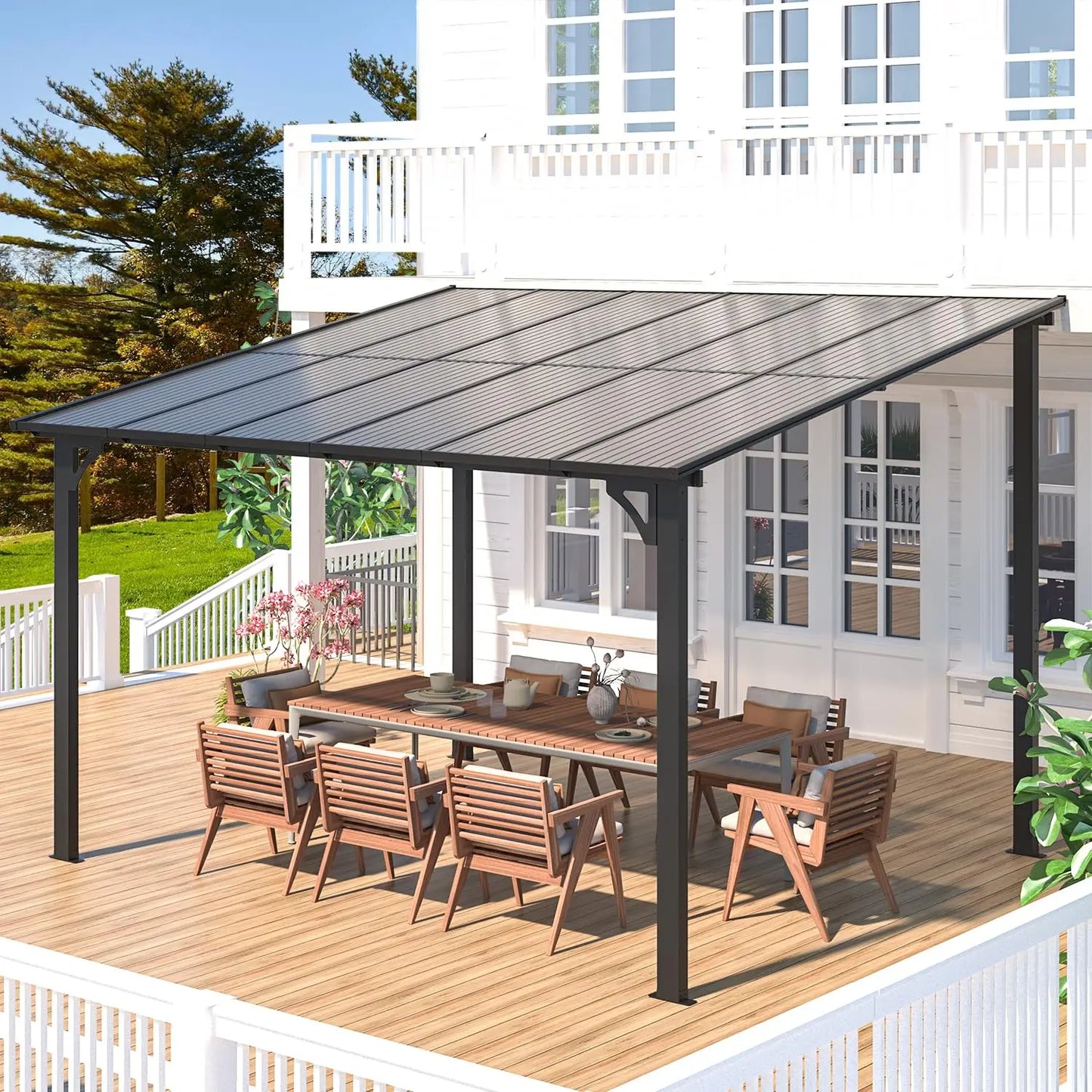 Wall Gazebo12’ x 10’, Hard Top  Pergola on Clearance