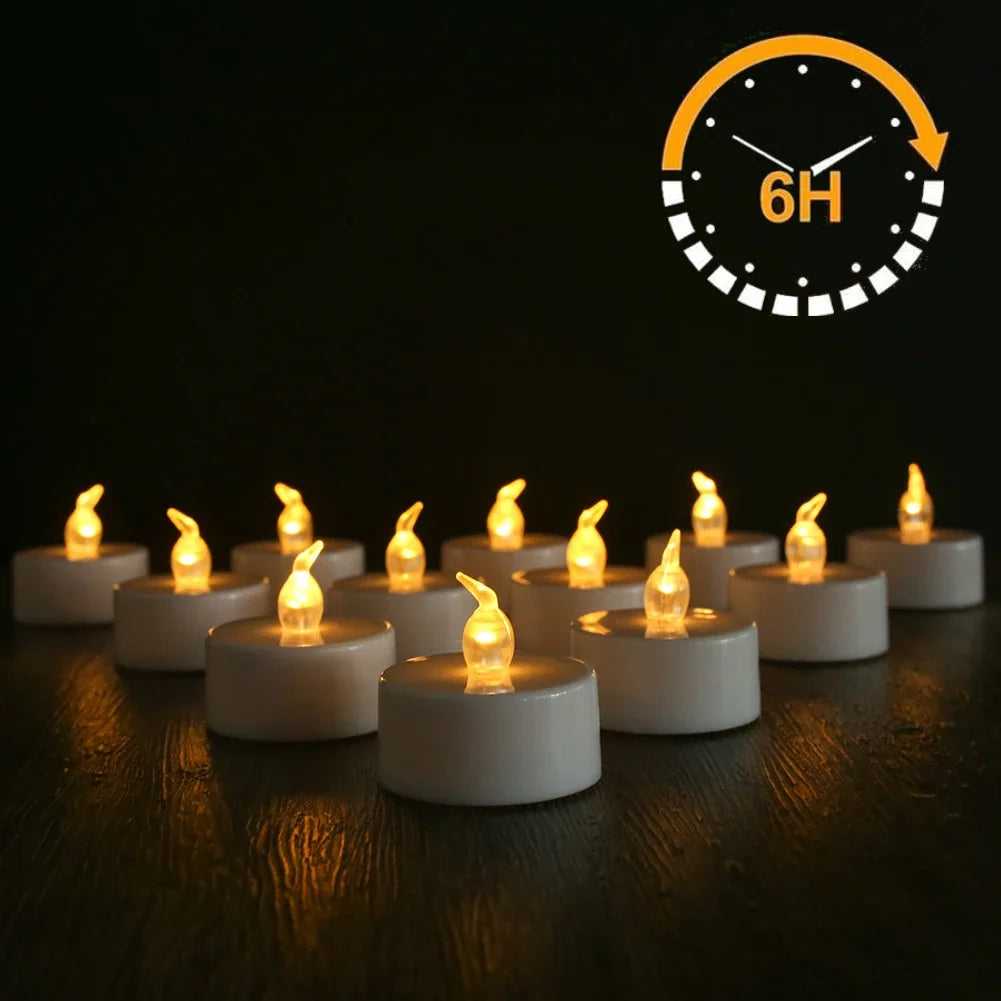 Flameless Flickering LED Tea Lights with Timer