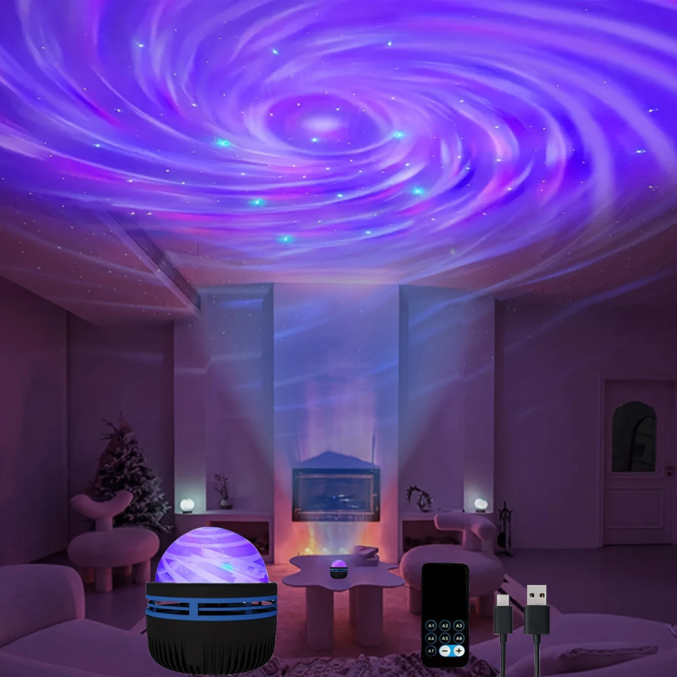LED Galaxy Projection Light, 2-in-1