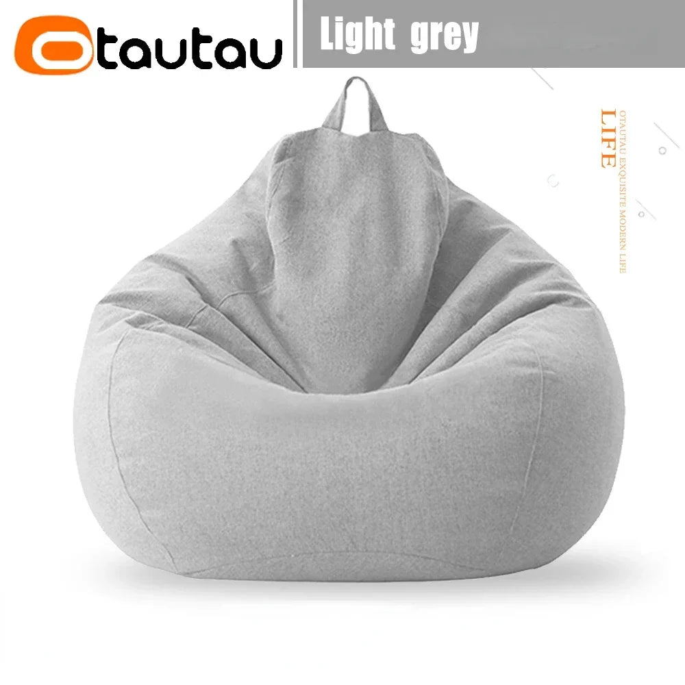 Filled 70cm Bean Bag Sofa with Filler Big Cotton Linen