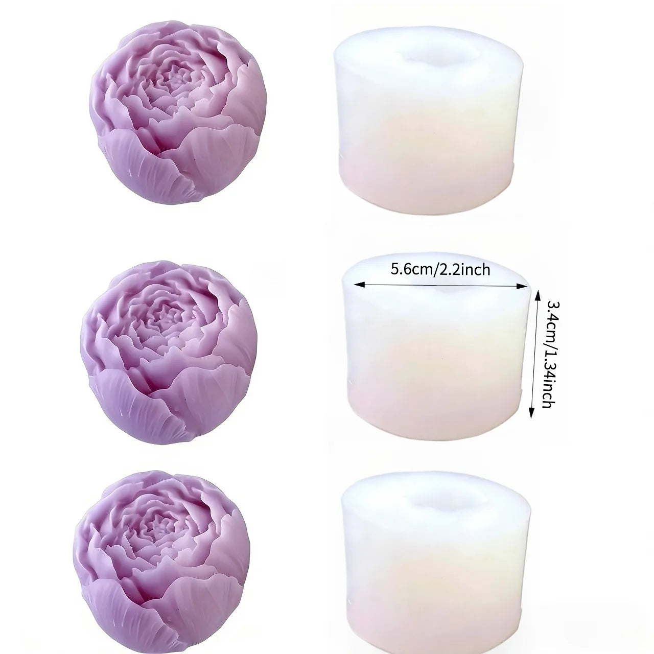 1 Piece 3D Elegant Rose Silicone Mold - Reusable Flexible Mold for Candles, Resin Art, Handmade Soap and Clay Making