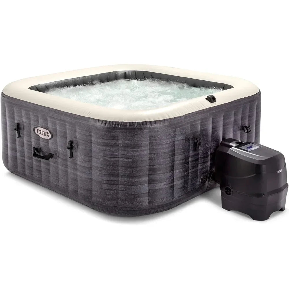 4 Person Inflatable 83" Outdoor Hot Tub - Insulated Cover