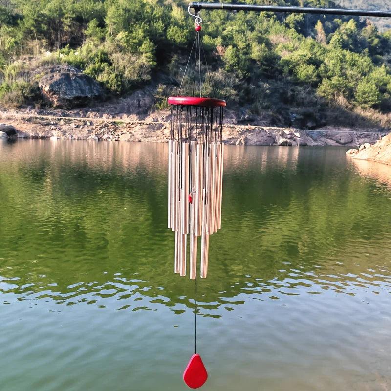 27-Tube Metal Wind Chime with Wooden Top,