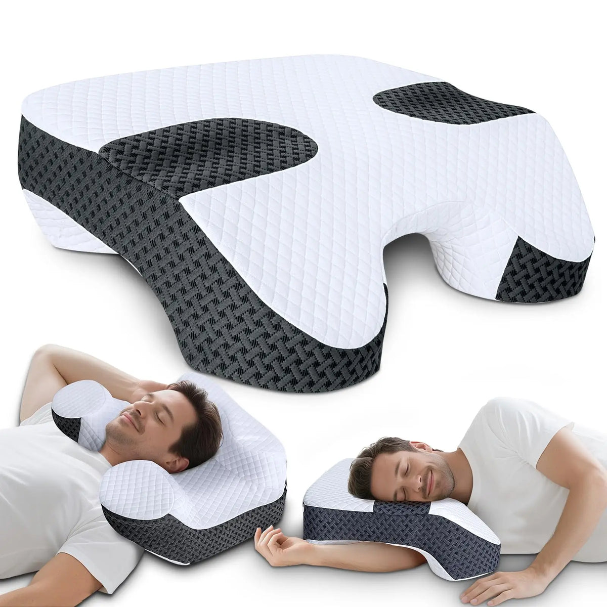Side Sleeper Pillow with Arm Holes, 2 in 1 Shoulder Relief System