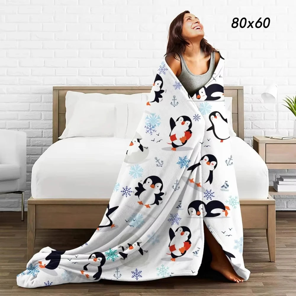 Animal Penguin Blanket Ultra Soft Cute  Flannel Fleece Throw Blankets
