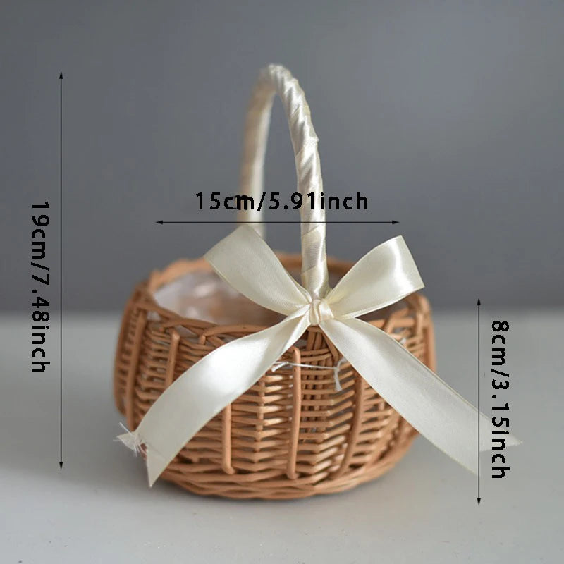 Hand-woven Basket With Handle Wicker Sundries Basket