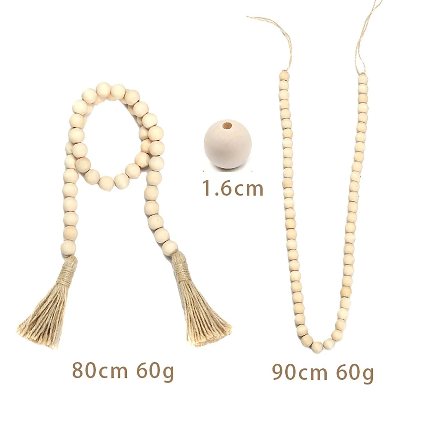 Wood Bead Garland  Wall Hanging  Rustic Wall Tassel