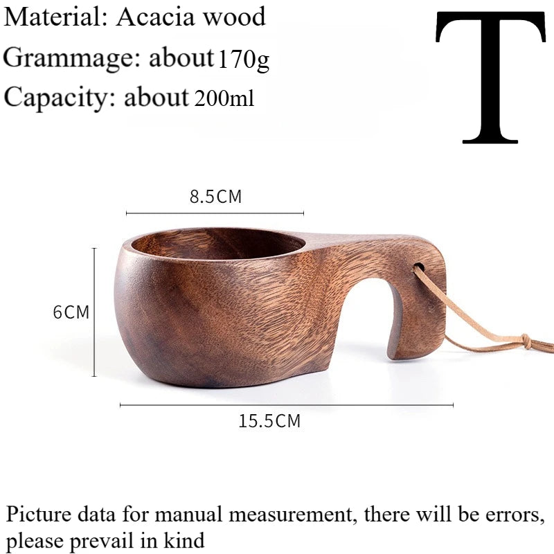New200ml Outdoor Wood Cup Mug Coffee Milk Acacia-Wood