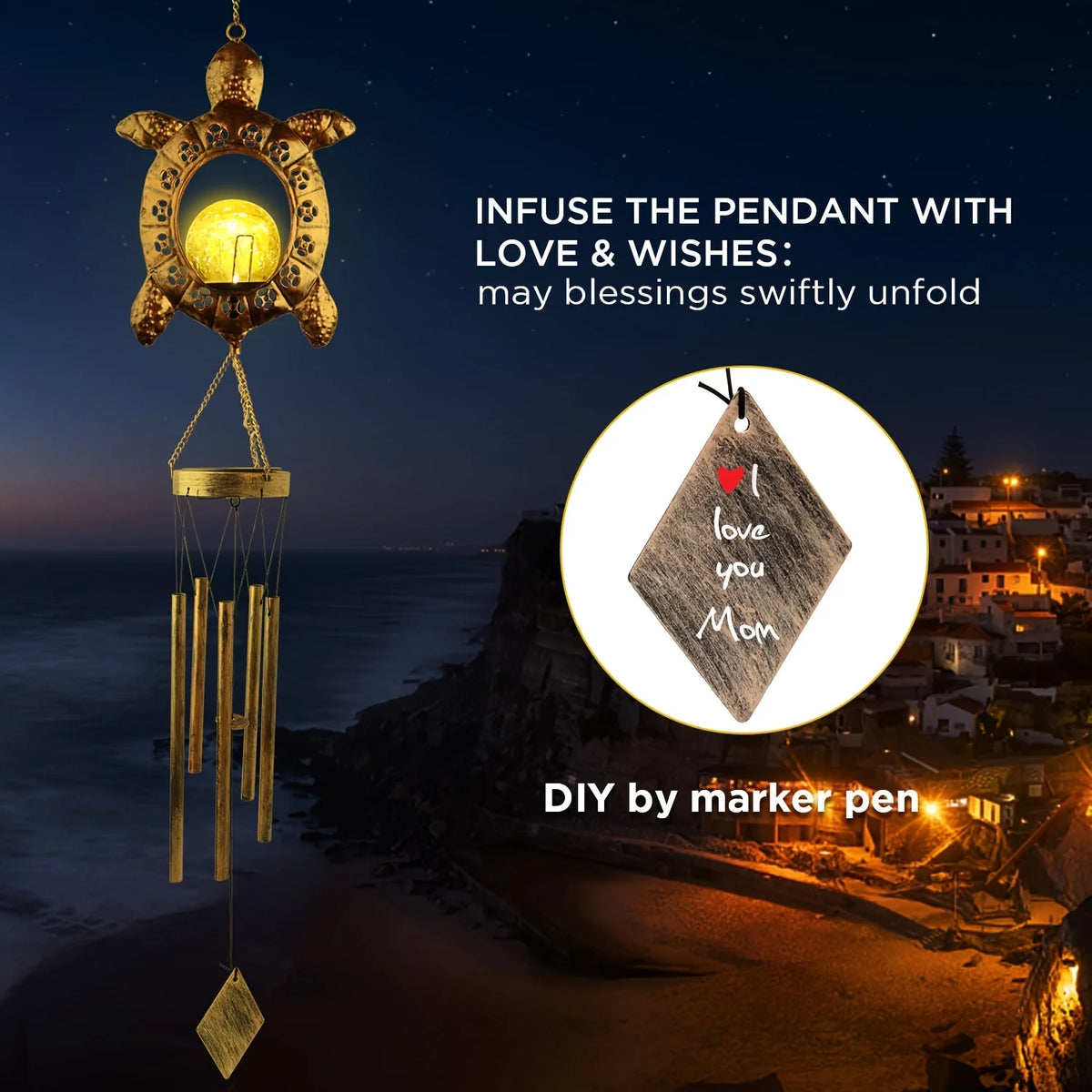 Solar Wind Chime Lamps, Turtles, Solar Lamps