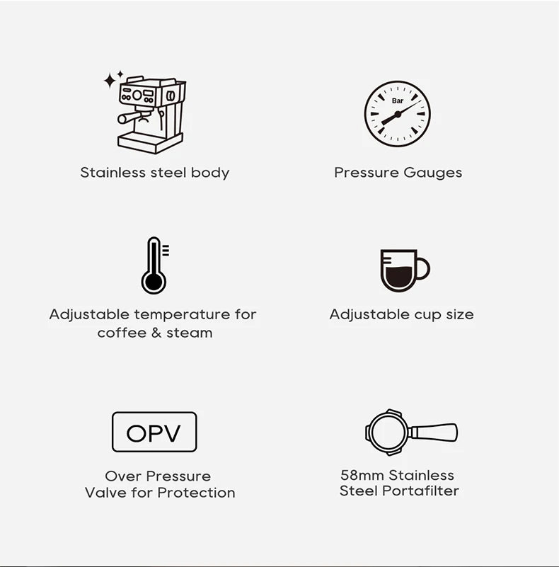 HiBREW 20Bar Semi Automatic Espresso Coffee Machine