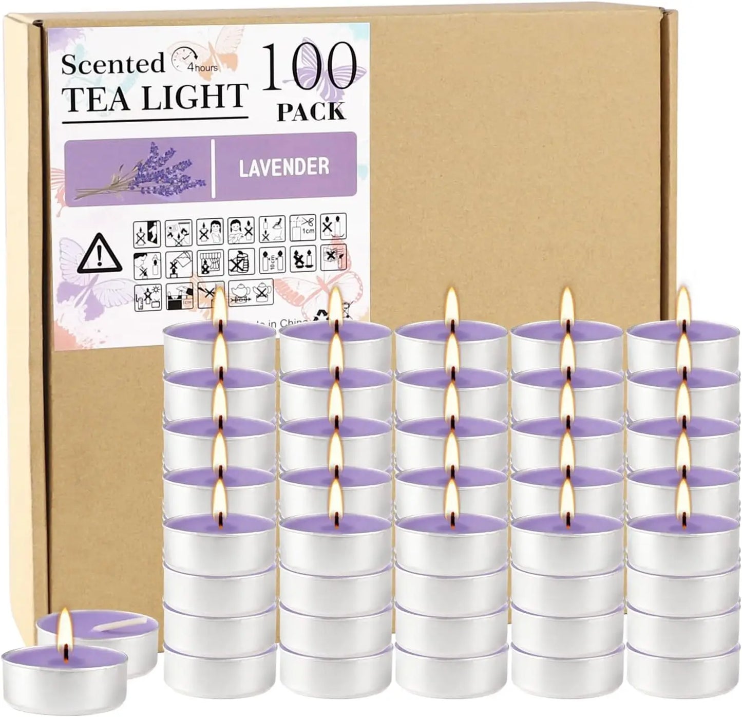 100 Lavender Scented Aluminum Shell Tea Wax, Purple  Lavender