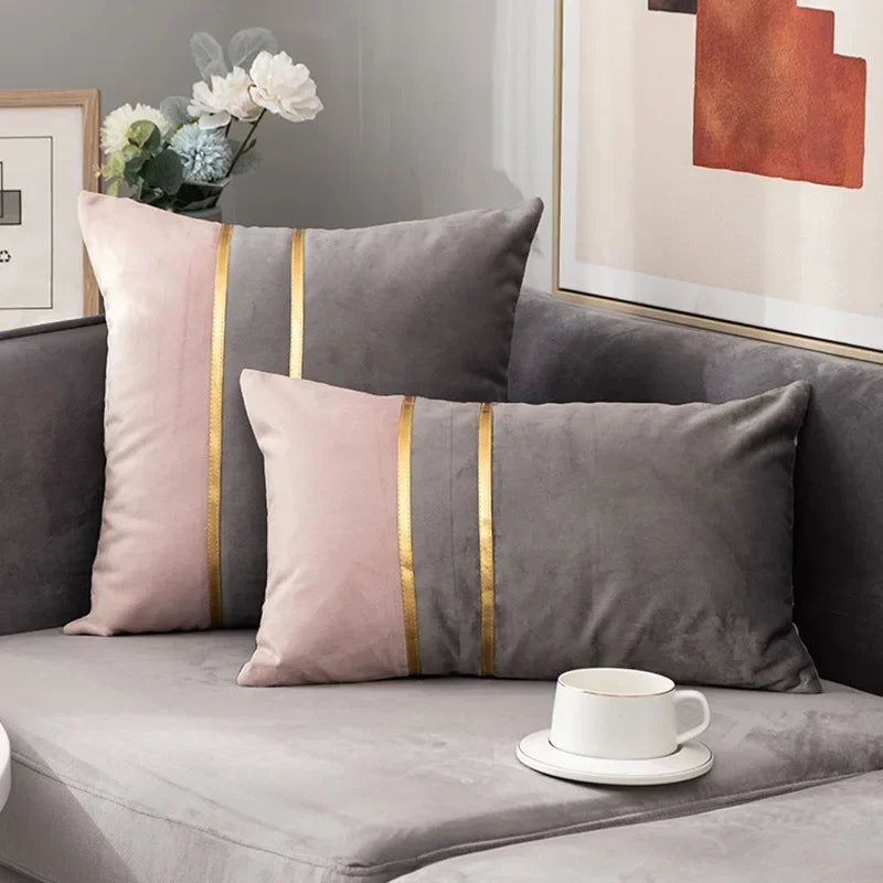 Cushion Cover Color Stitching Dutch Velvet Throw Pillow Case
