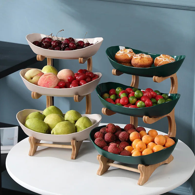 Stand Salad Bowl  Three-layer Plastic Fruit