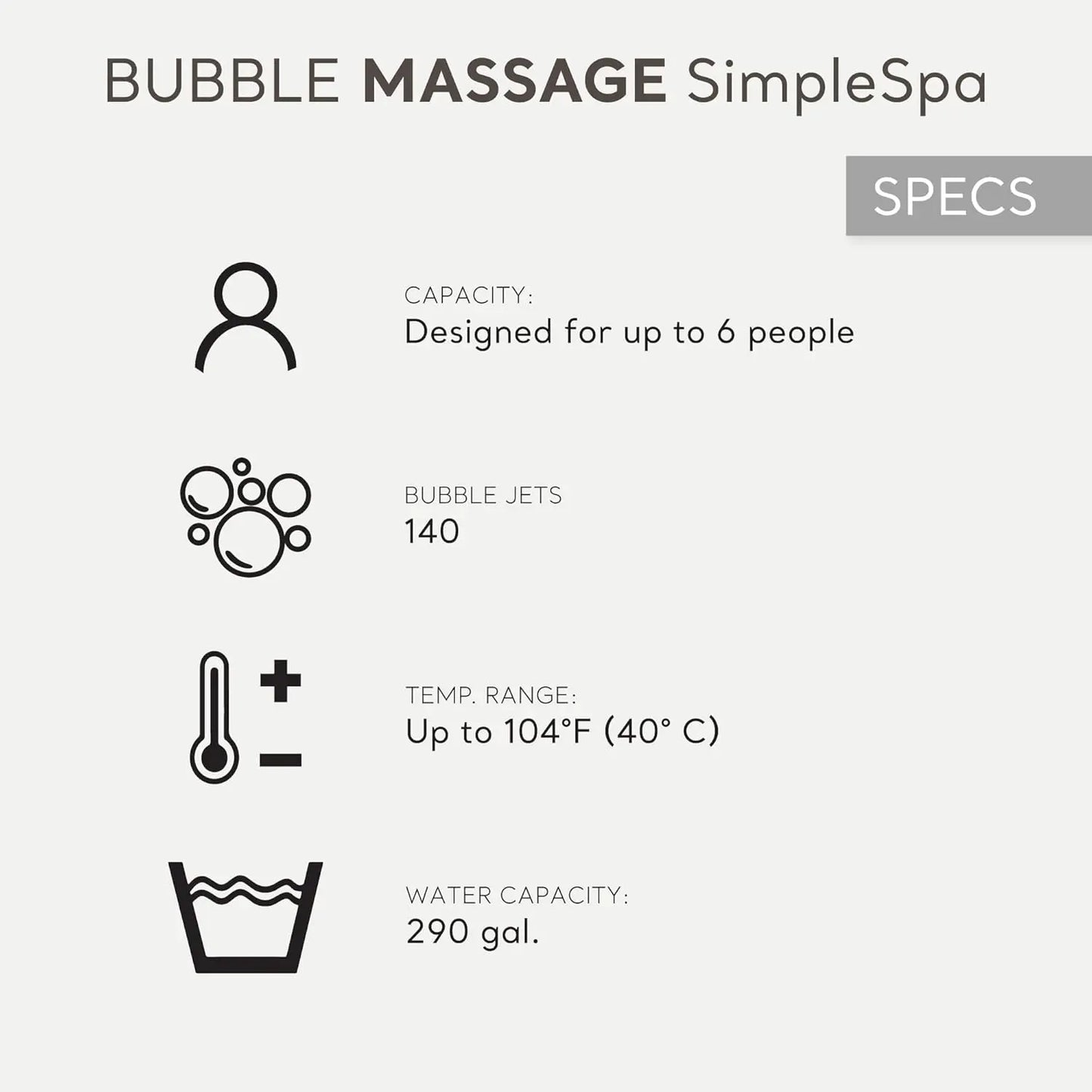 SimpleSpa 6 Person Round Inflatable Hot Tub with Insulated Cover,