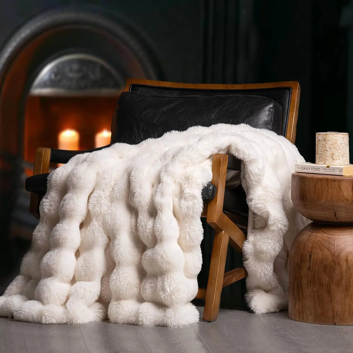 Ultra Soft Luxury Fluffy Faux Rabbit Fur -Thick Warm Bubble Throw
