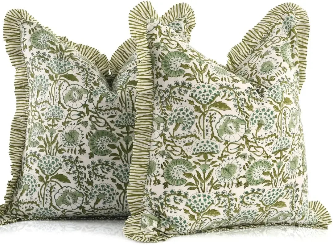 Agate Green Ruffle Throw Pillow Covers  24x24 Inch