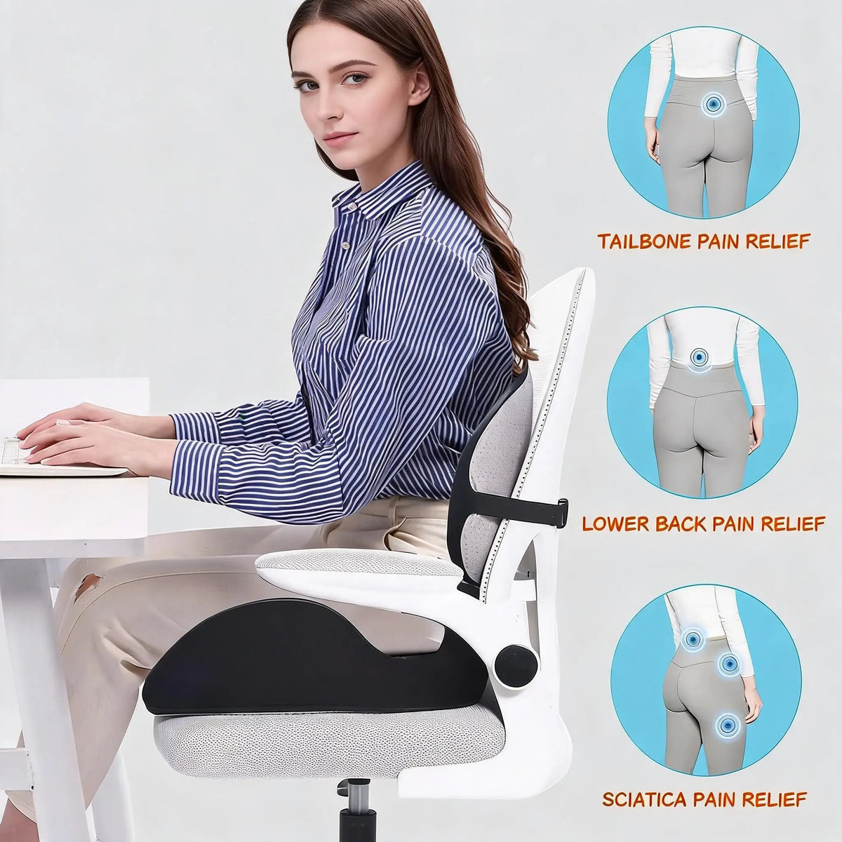 Orthopedic Memory Foam Seat Cushion & Lumbar Support