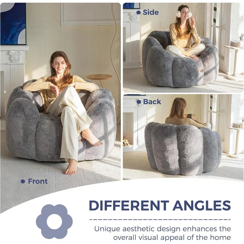 Bean Bag Chair Ultra Soft Faux Fur Floor Sofa
