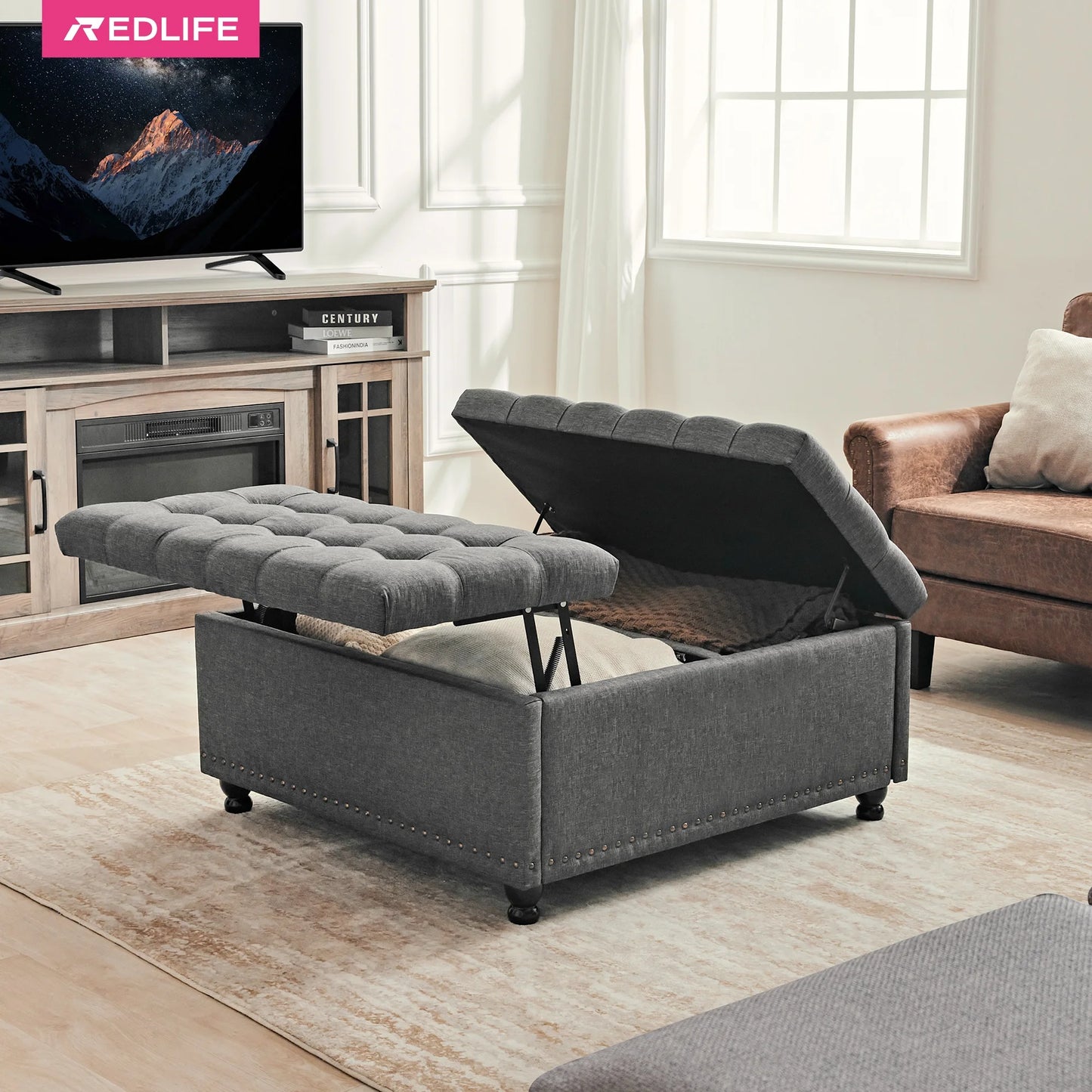 35" Large Square Storage Ottoman Bench