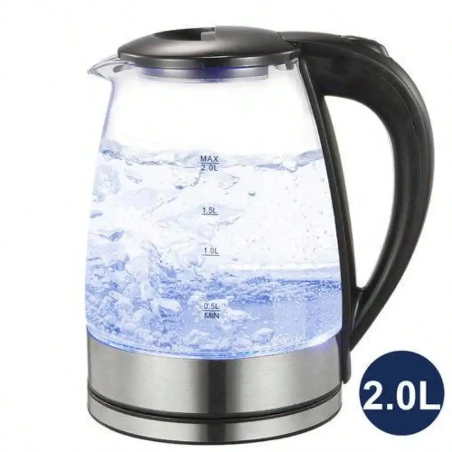 Wasserkocher Glas 2.0L LED Edelstahl 1800W