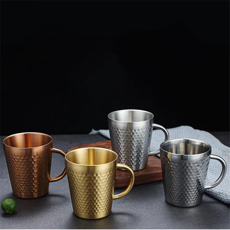 Gold 304 Stainless Steel Beer Mug Water Cups with Handle