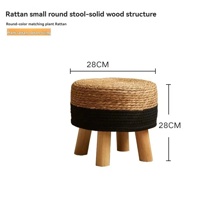 Natural Small Round Stool Thickened Seat for Shoe Change