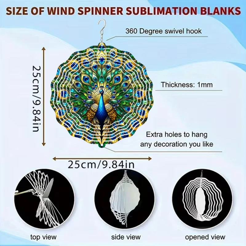Wind Spinner 360 Degree Rotating Kaleidoscope Metal Wind Chime