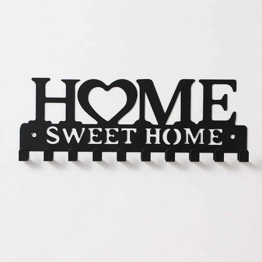 1pc Black Key Holder Wall Mounted Storage Rack