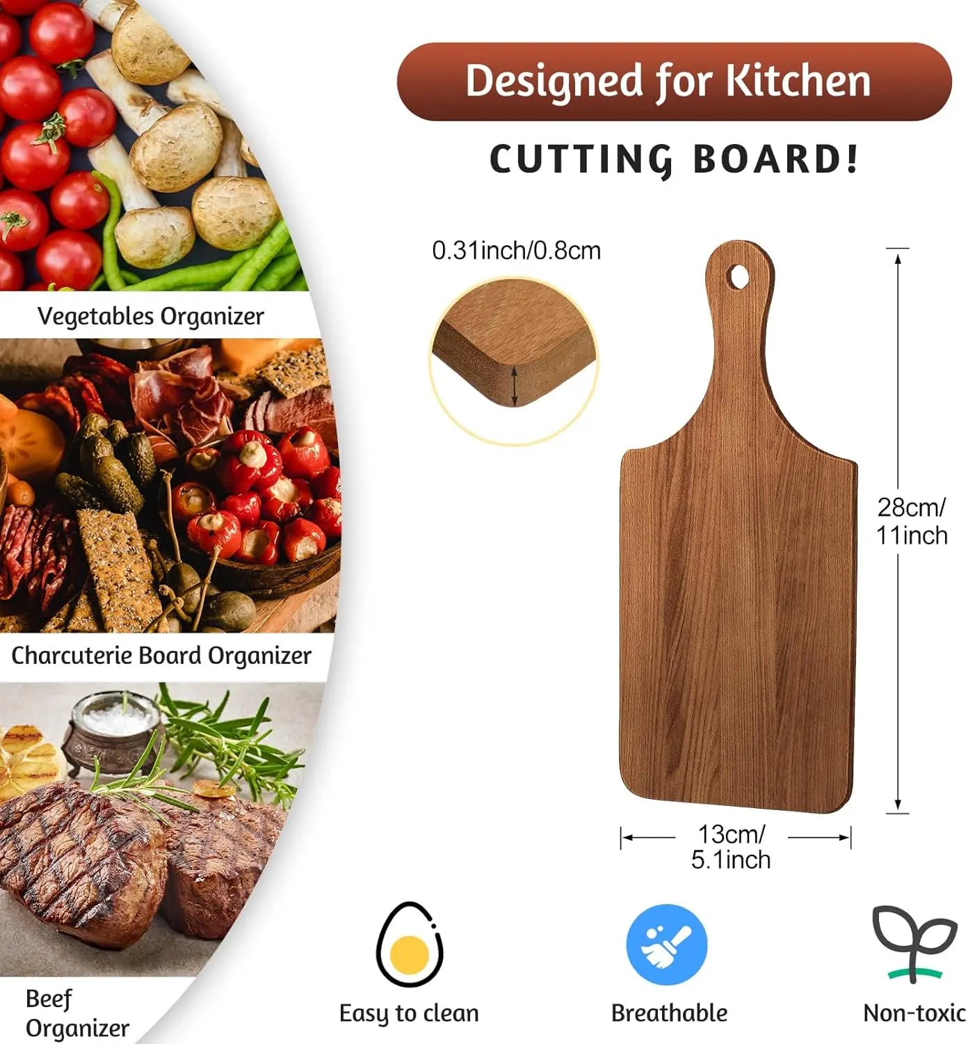 12 Pcs Bulk Wood Cutting Board, 11" x 5" Acacia Charcuterie Trays