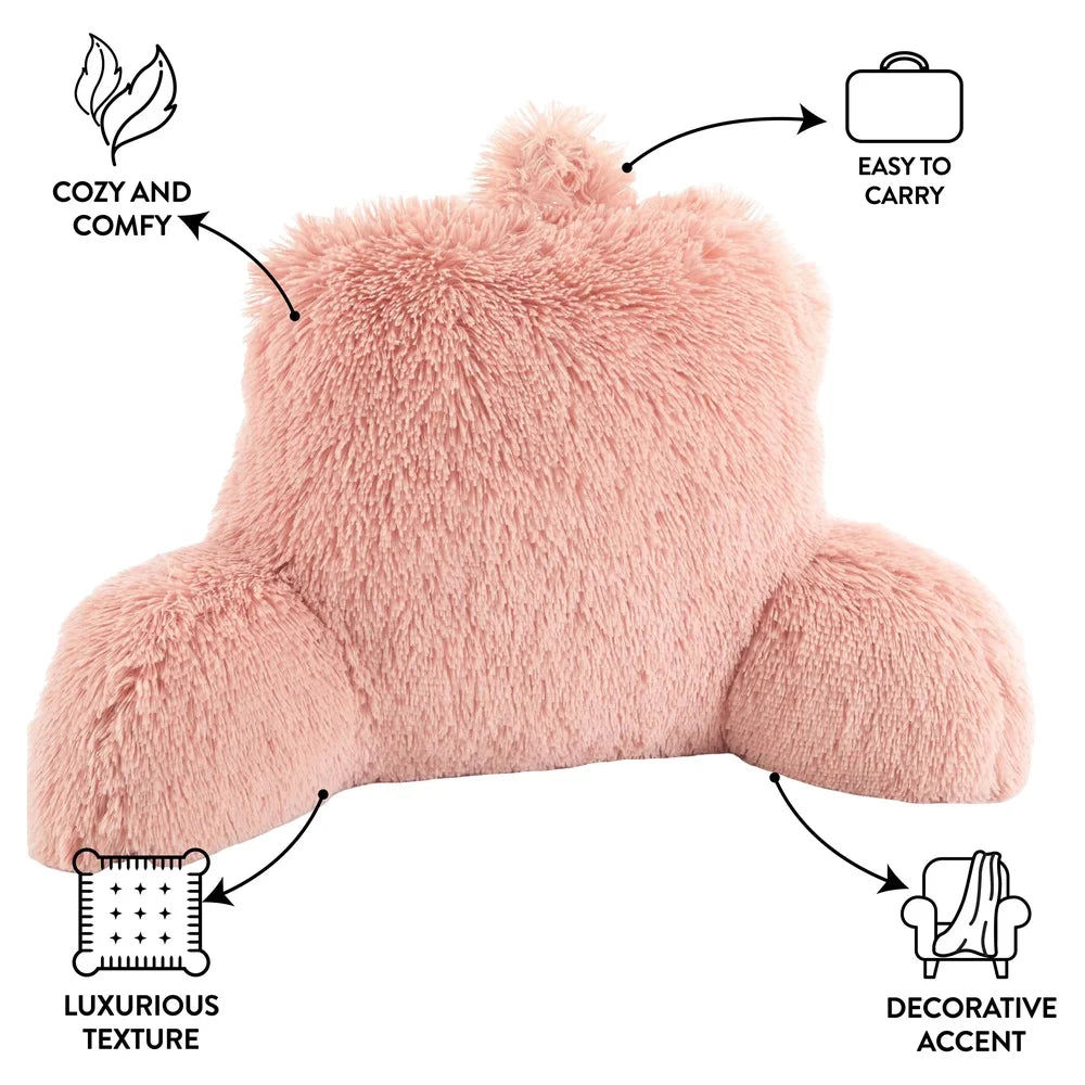 Long Faux Fur Backrest Pillow Soft Polyester Cushion