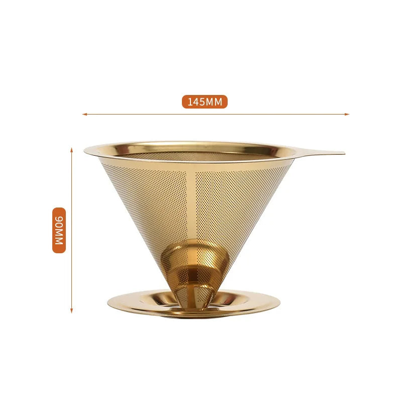Reusable Coffee Filter Holder Double Layer Stainless Steel Strainer