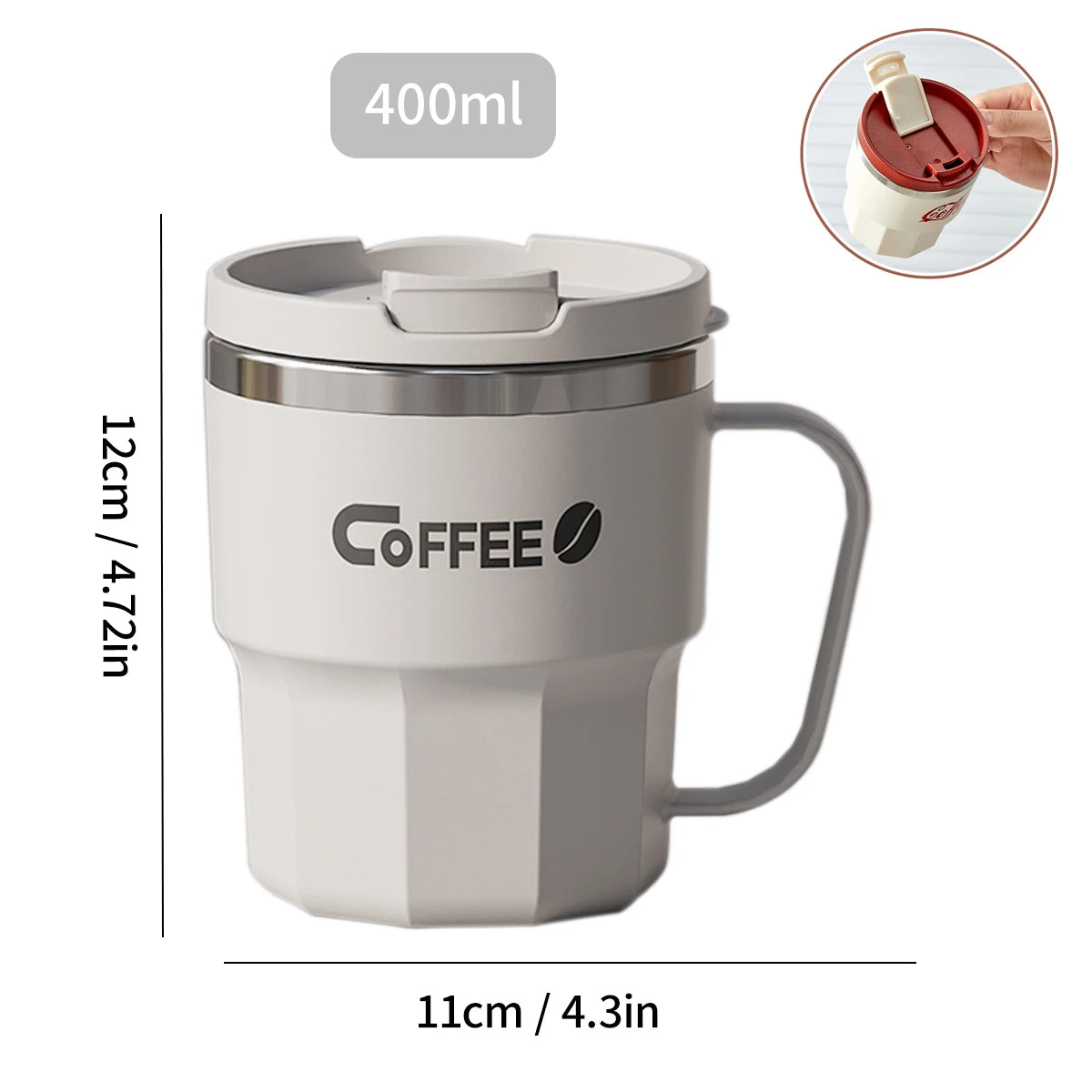 304 Stainless Steel Double Wall Insulated Coffee Cup With Handle
