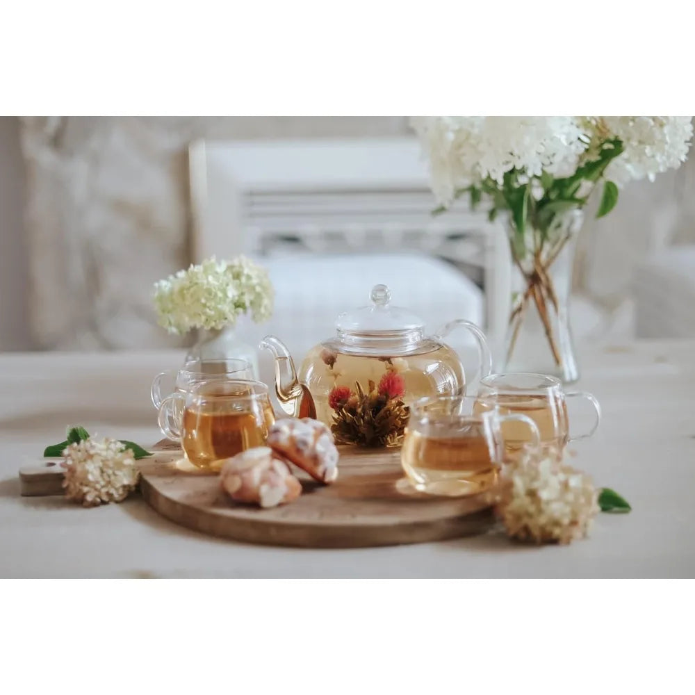Pyrex teapot set, infuser 32 oz /946ml) four teacups