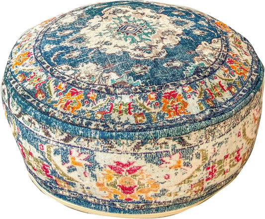Moroccan Floor Pillow Cover Blue Round Floor Cushion Pouf
