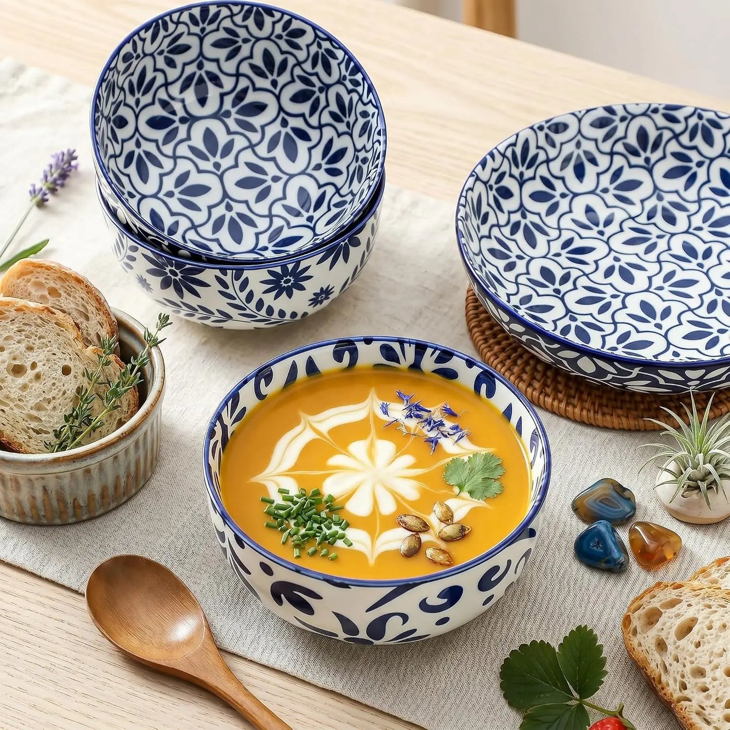Cereal Bowls, 28 Ounce Ceramic Soup Bowls Set of 6,