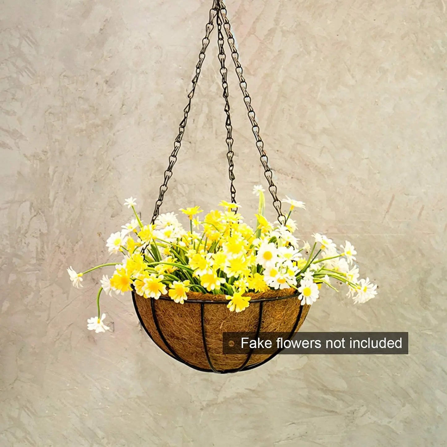 3 Pack 10" Metal Hanging Flower Pots with Coco Fiber Liners