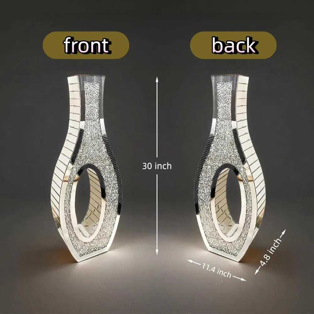 Pair of 30-Foot Tall Crushed Diamond Effect Floor Vases