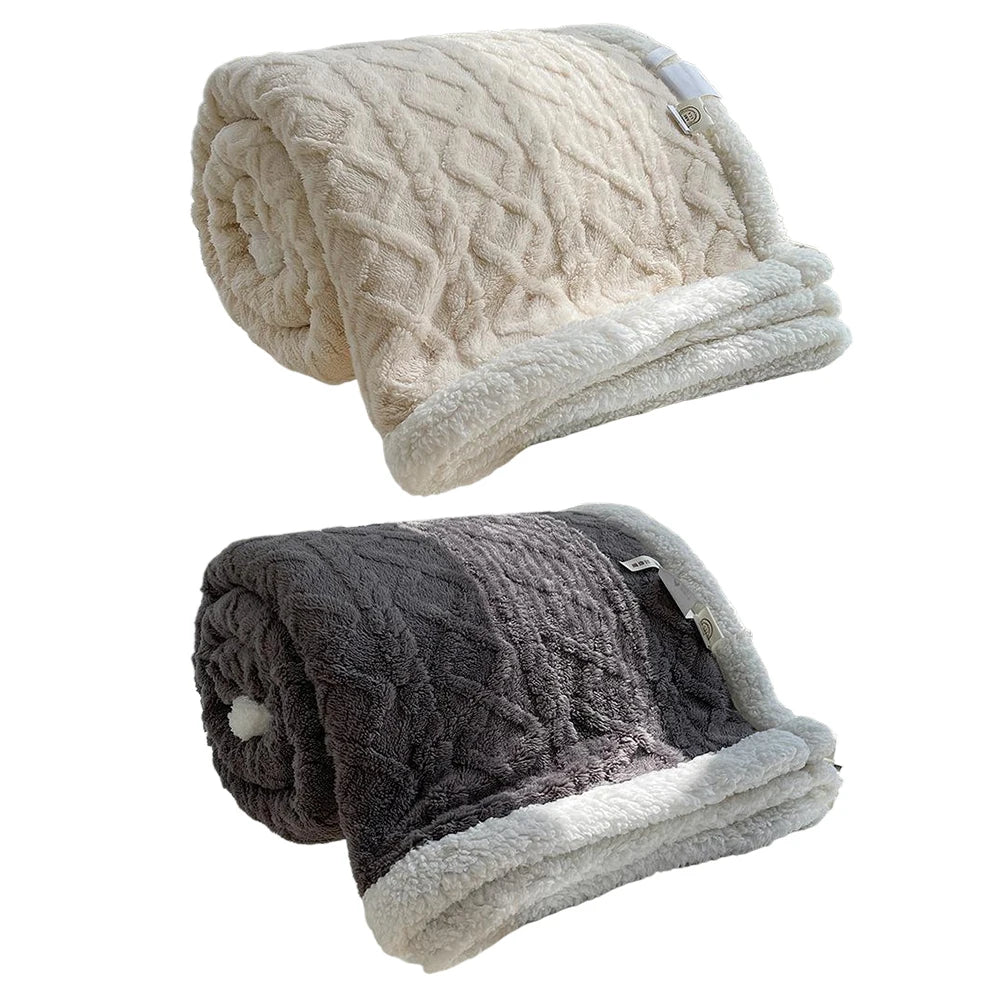 Winter Thick Blanket Lamb Fleece Throw Blanket Double Layer