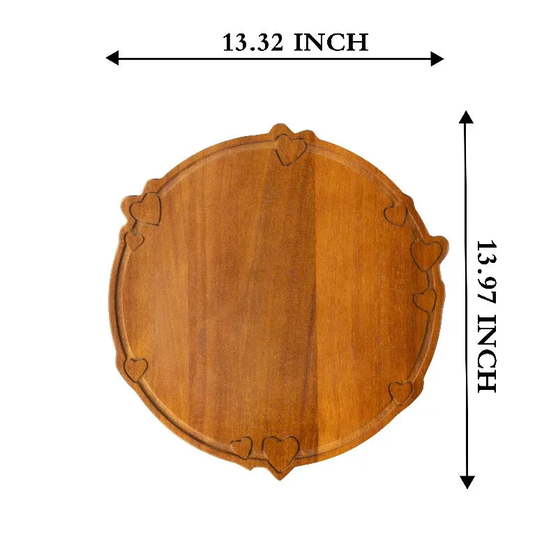 Round Wooden Charcuterie Board, Serving, 13.32 x 13.97 x 0.59 in