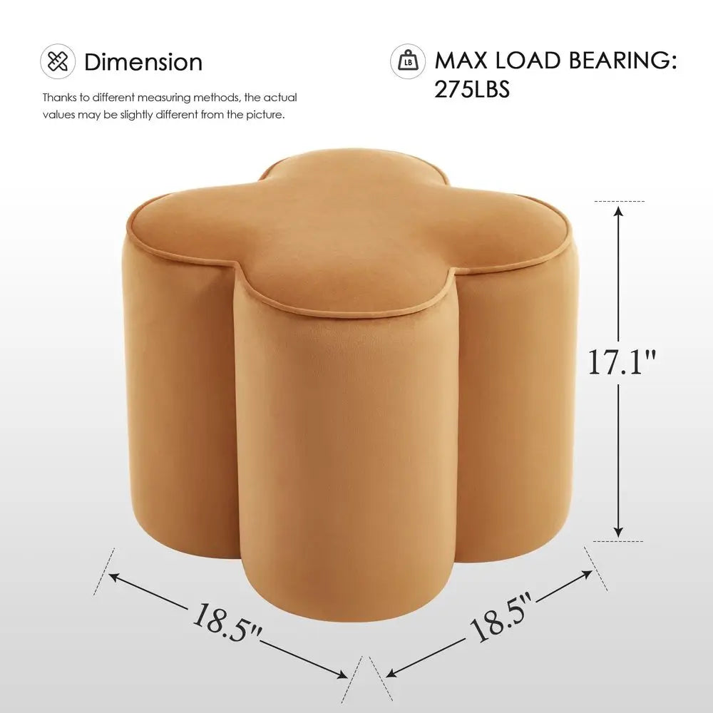 Flower Pouf Ottoman Foot Rest Set of 2, Velvet Fabric