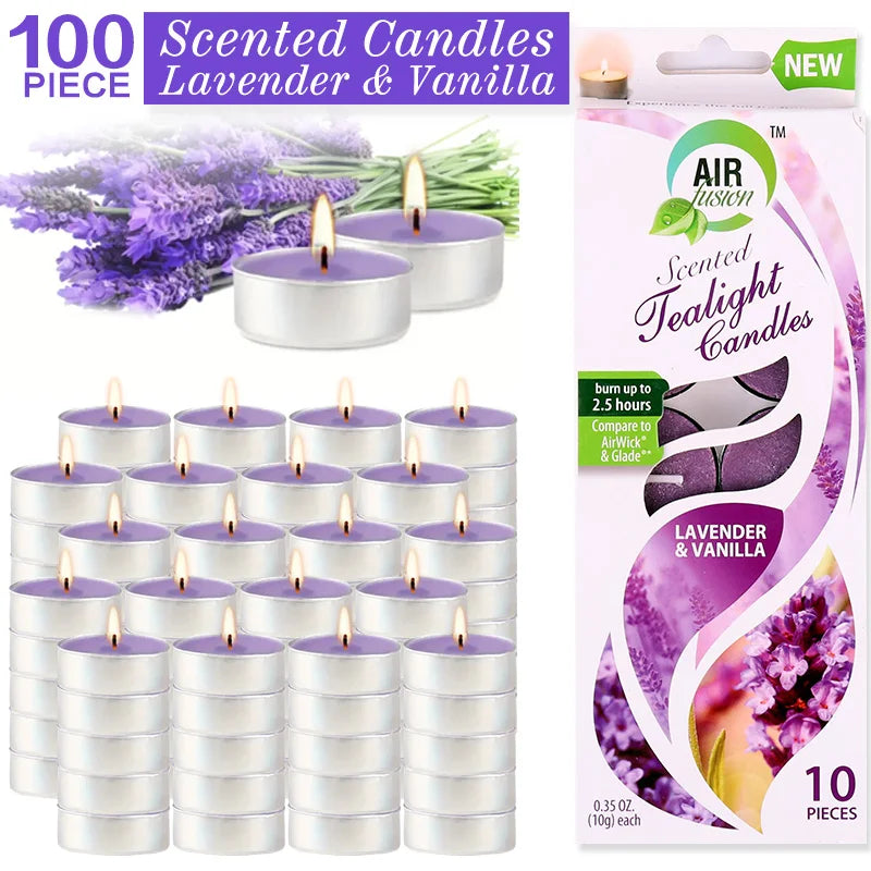 100 Count Tea Lights Candle Lavender & Vanilla  2.5 Hours